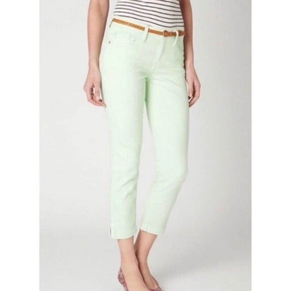PILCRO | ANTHROPOLOGIE Light‎ Green Stet Slit Crop Ankle Summer Casual Pants 28
